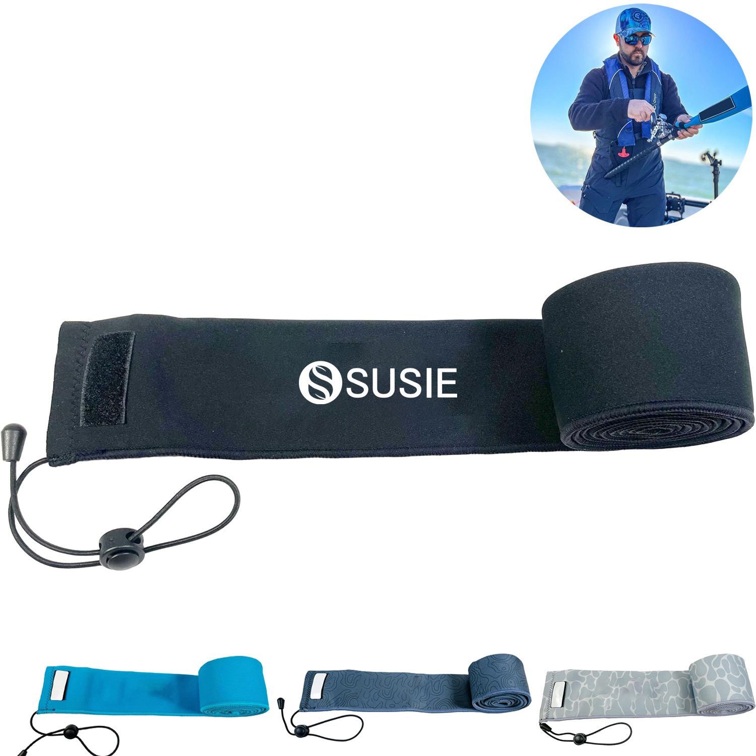 Neoprene Waterproof Fishing Rod Sleeve w/ Lanyard, custom sports ball with logo imprint 10