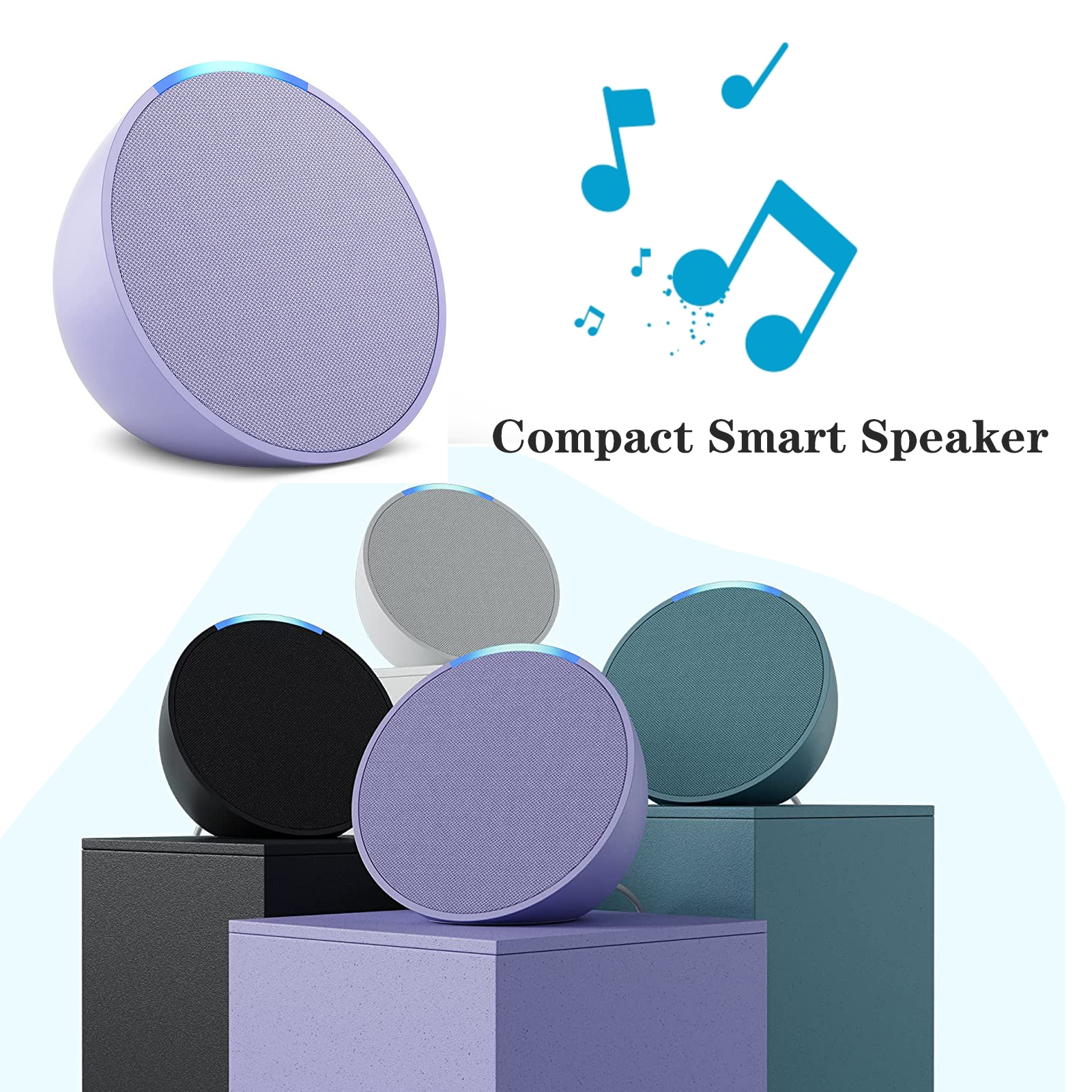 Full sound compact smart speaker with Alexa