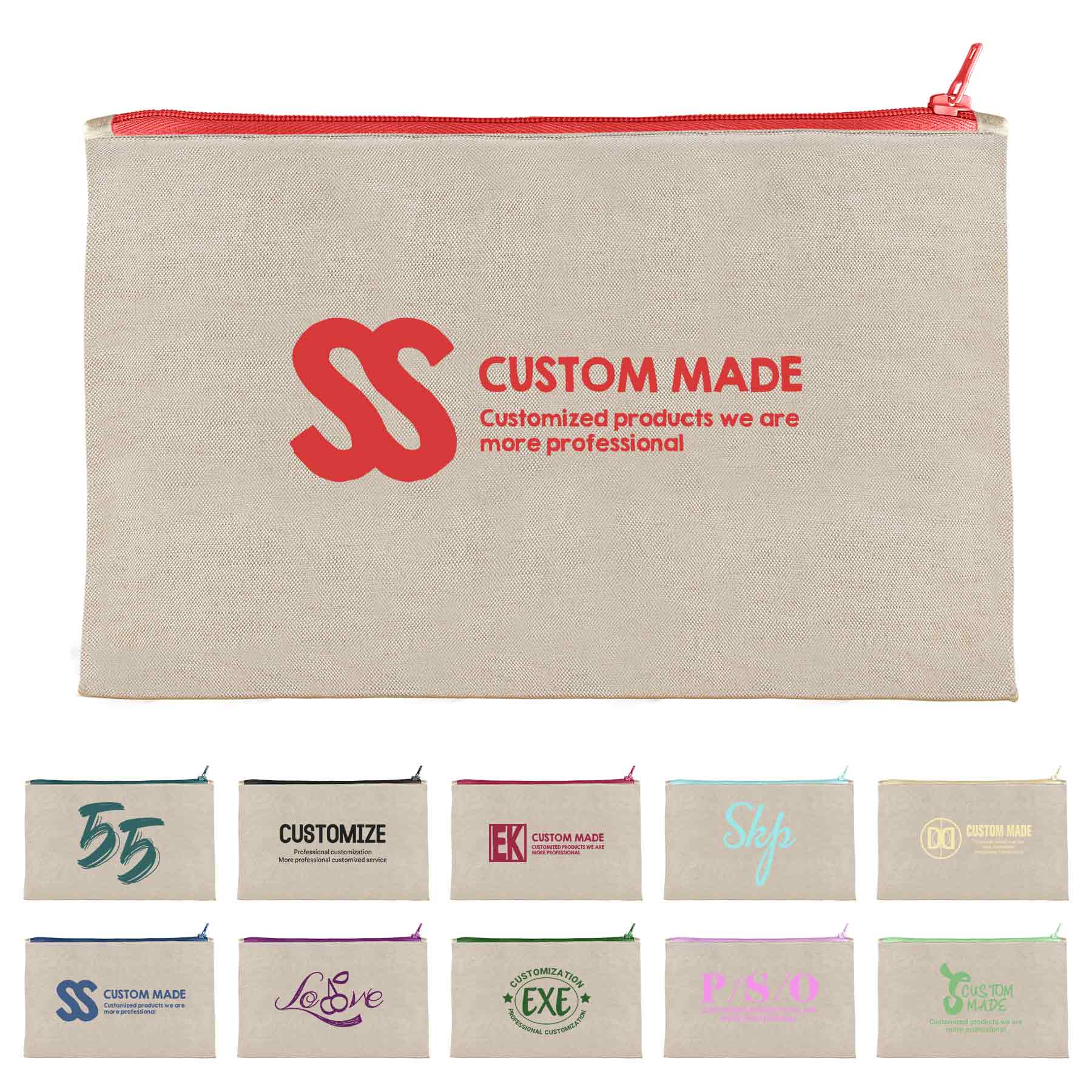 Canvas Zipper Pouch, custom tote bag with logo imprint 2
