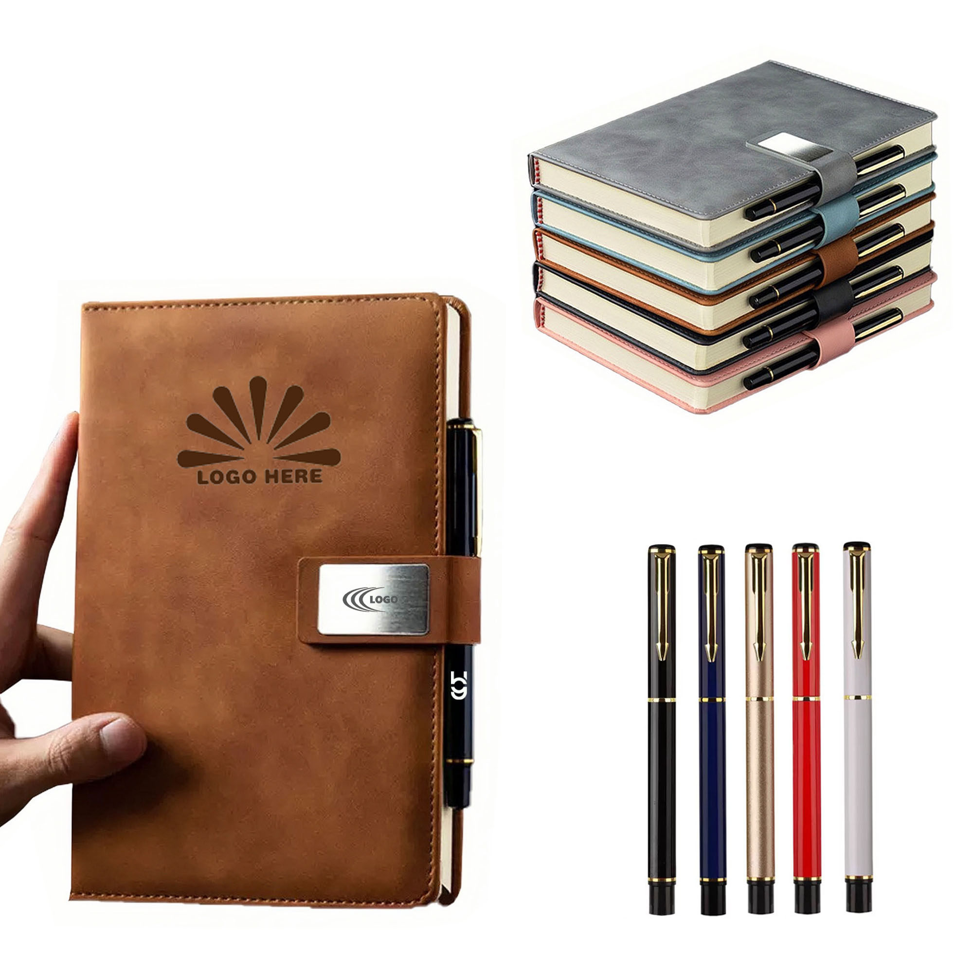 Elegant A5 Leather Notebook Set with Custom Pen 1