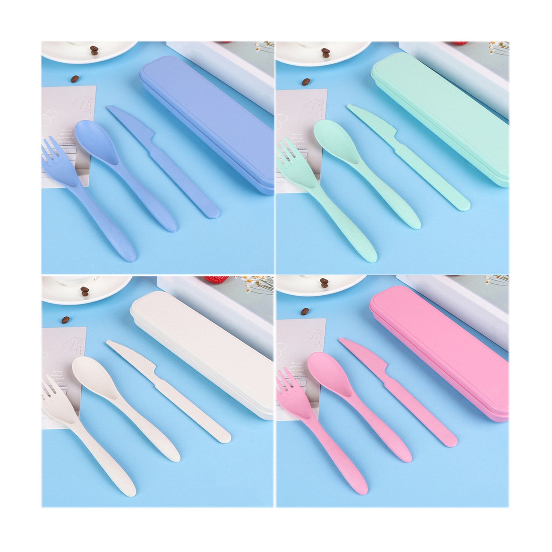 Portable Wheat Straw Cutlery Set Knife Spoon Fork 2