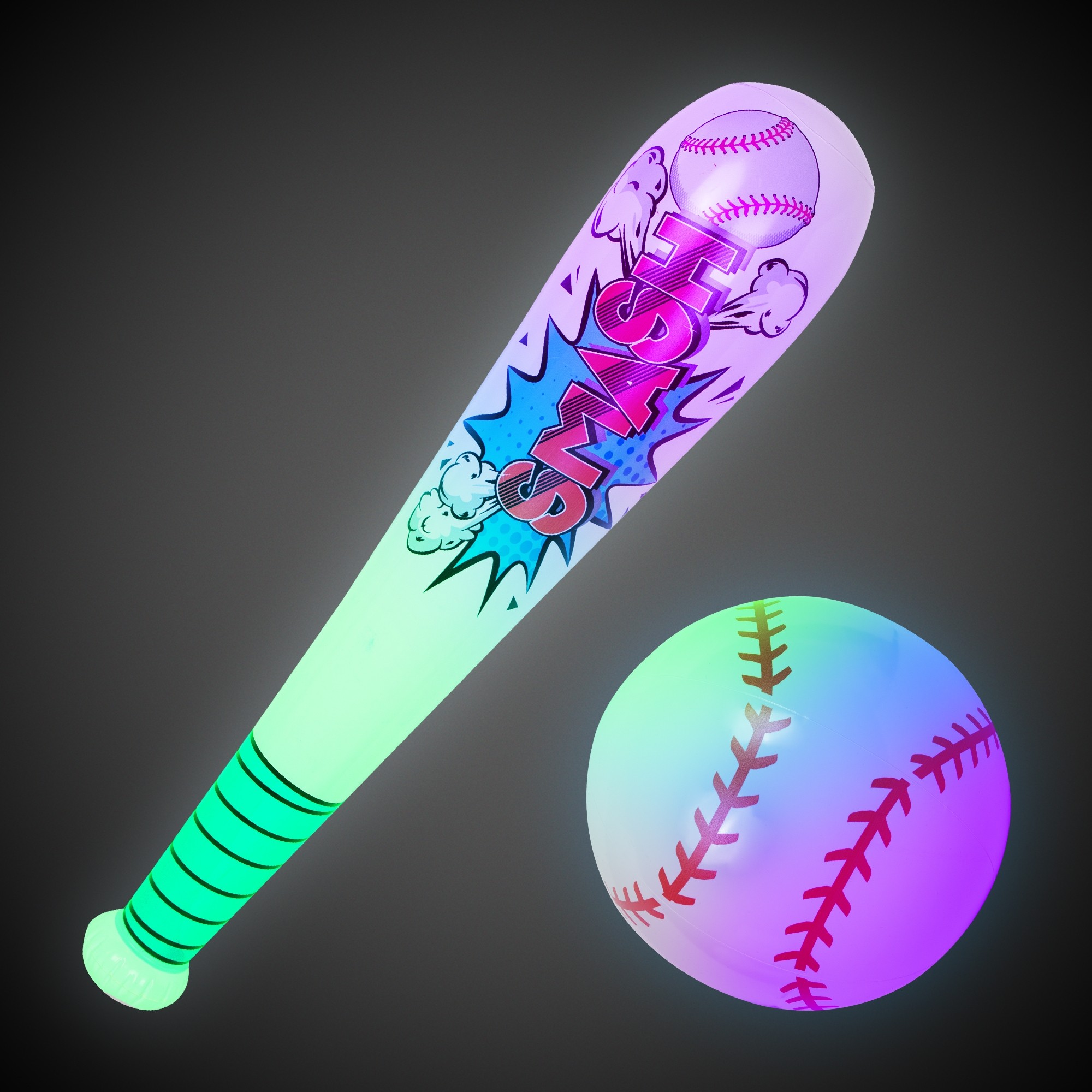 Light Up Bat and Baseball Inflatable Set(Imprintable) 1