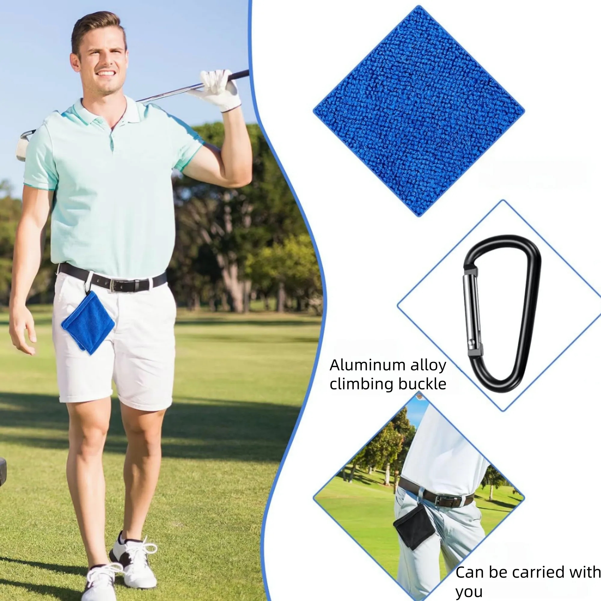 Microfiber Golf Towel For Ball Picking Clean With Carabiner 4