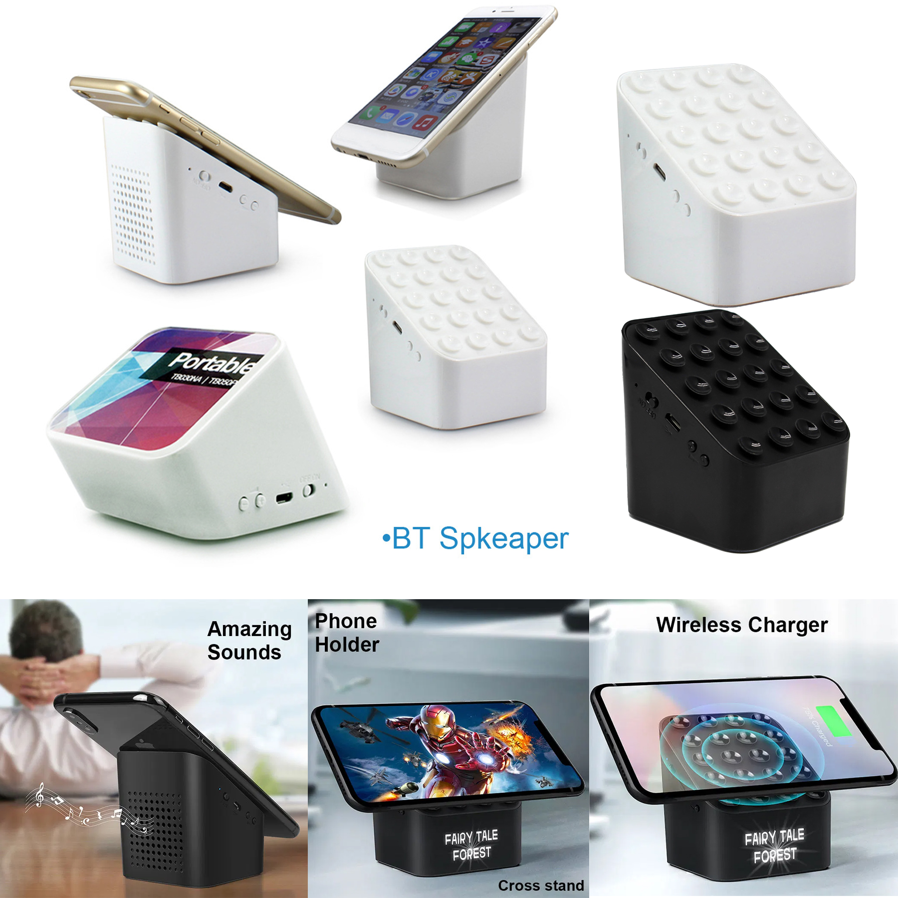 Phone Holder Bt Speaker Wireless Charger 2