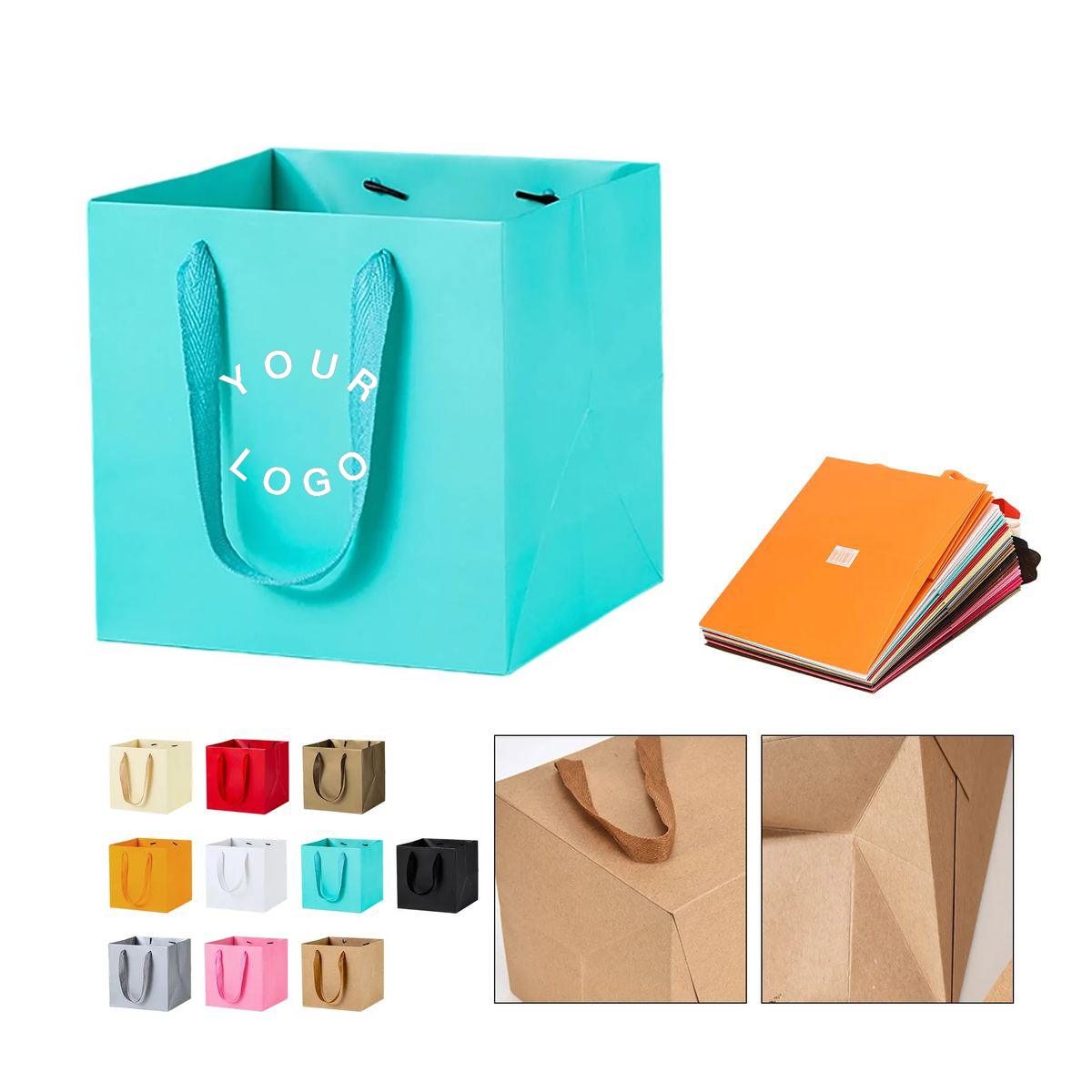 Small Kraft Paper Tote Bag with Cotton Twill Handles, custom tote bag with logo imprint 9