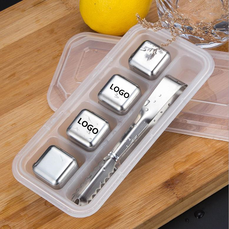 Stainless Steel Ice Cubes 4 In 1 Case With a Clip 3