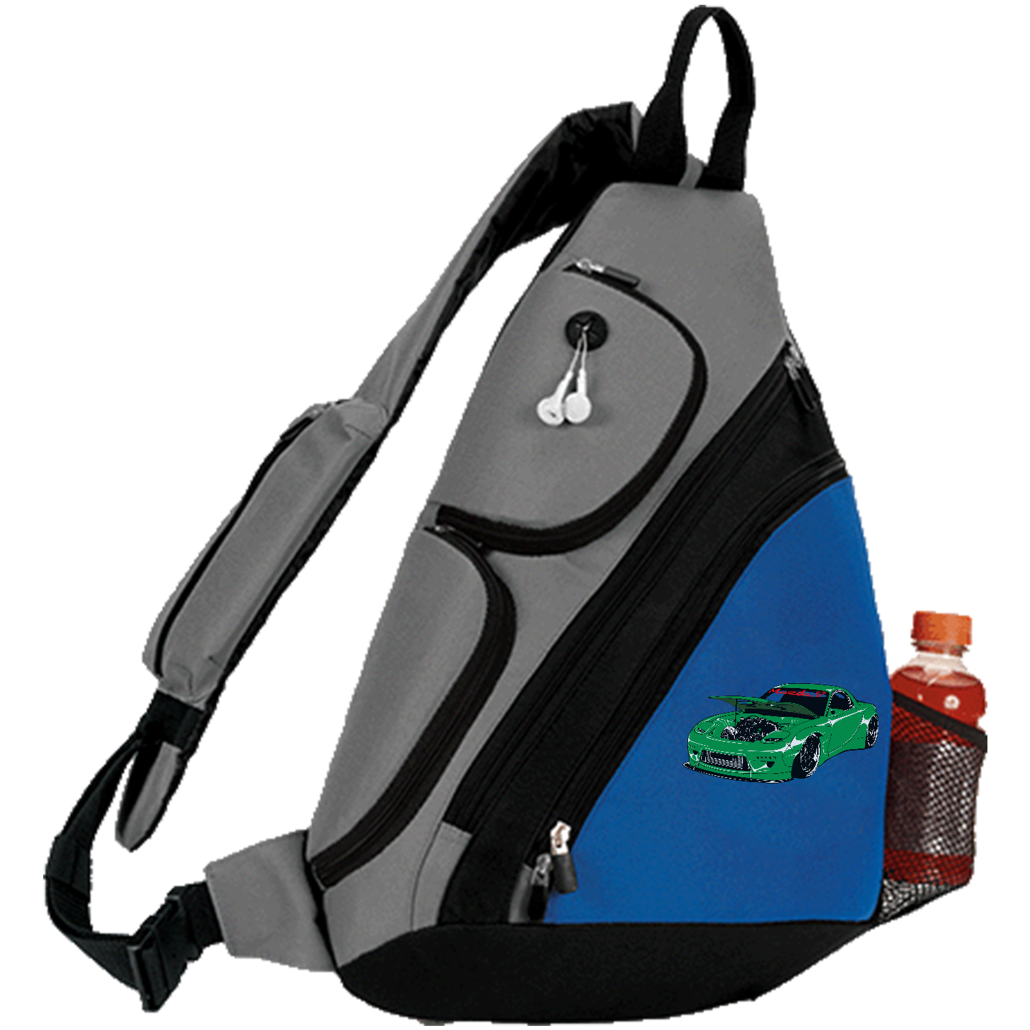 Premium Sporty Urban Sling Crossbody Backpack w/ Earphone Outlet (14”W x 18”H x 5”D) 2