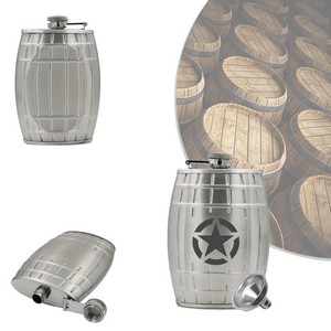 6oz Oak Barrel Shaped Stainless Steel Flask With Tightly Sealed Cap 7