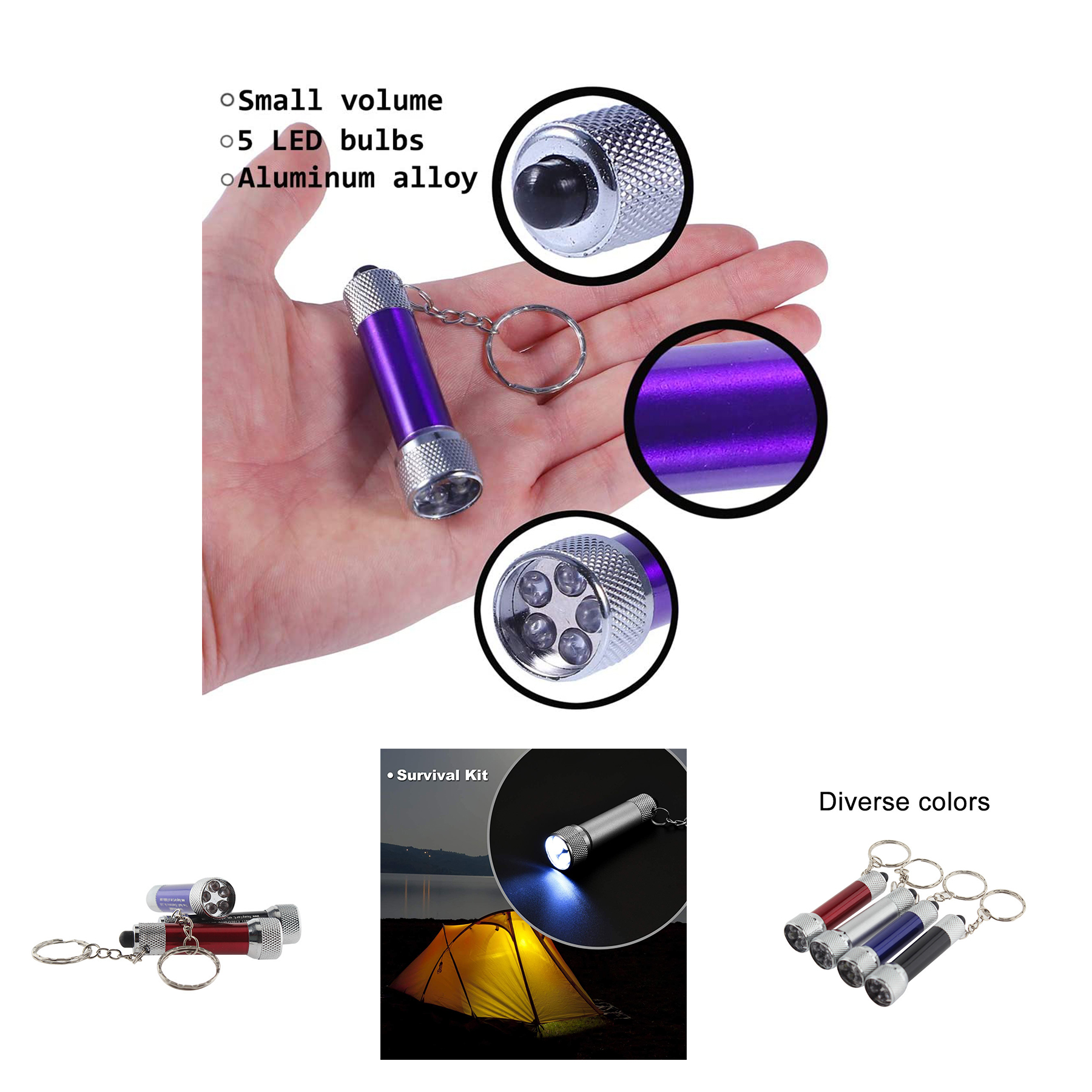 Aluminum 5 LED Keychain 2