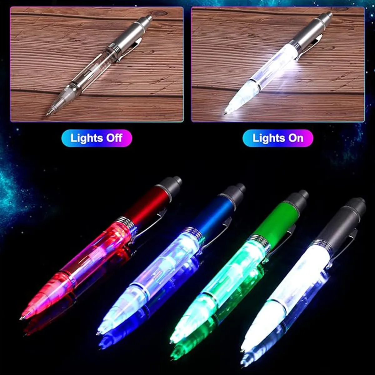 2-in-1 Lighted Tip LED Penlight Ballpoint Light-Up Pen 4