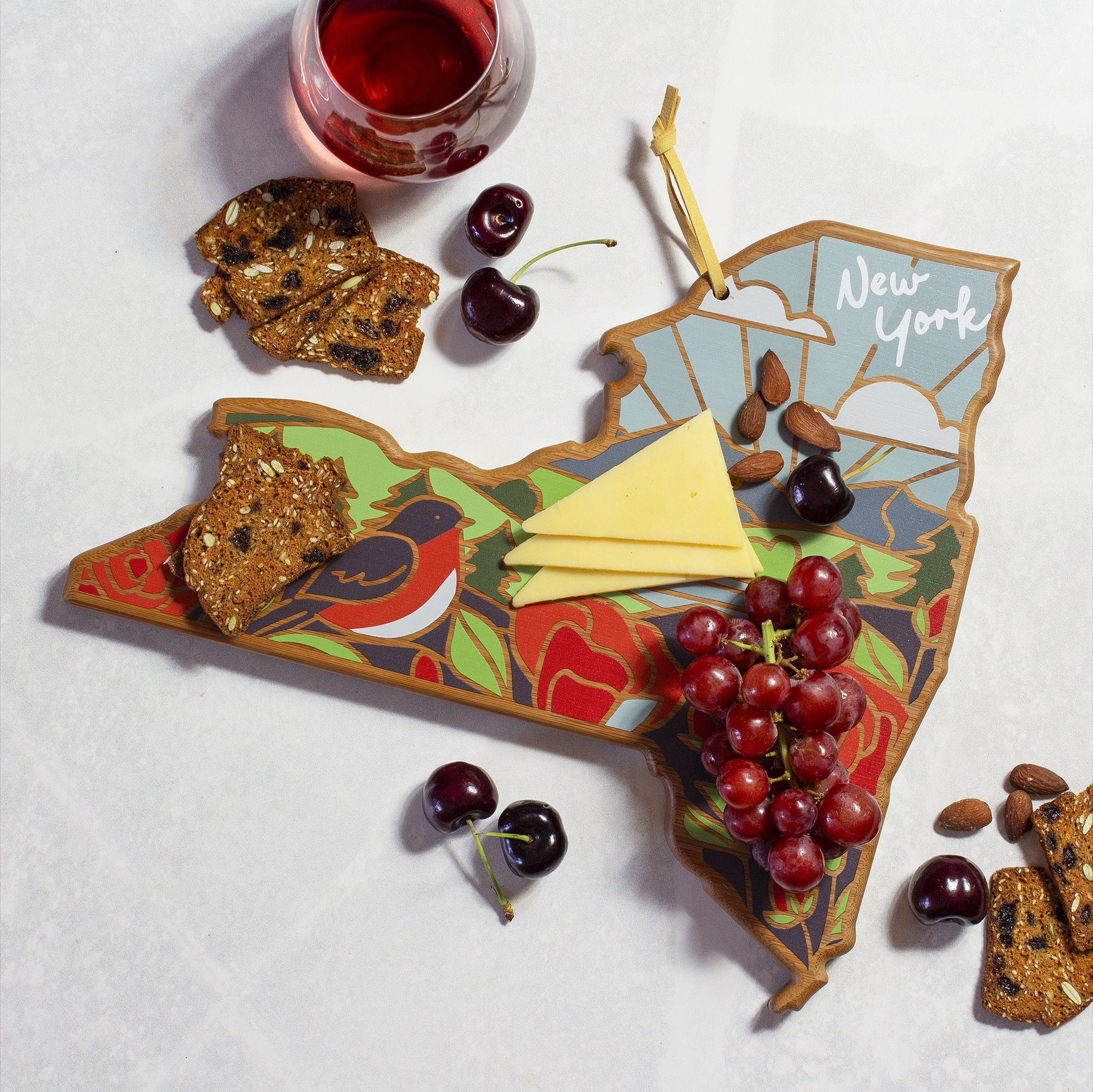 New York State Shaped Serving and Cutting Board with Artwork by Summer Stokes 7