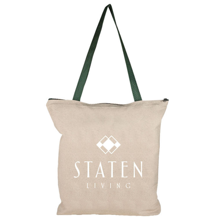 Bottom Gusset Cotton Tote, with Poly Handles & Zipper 5