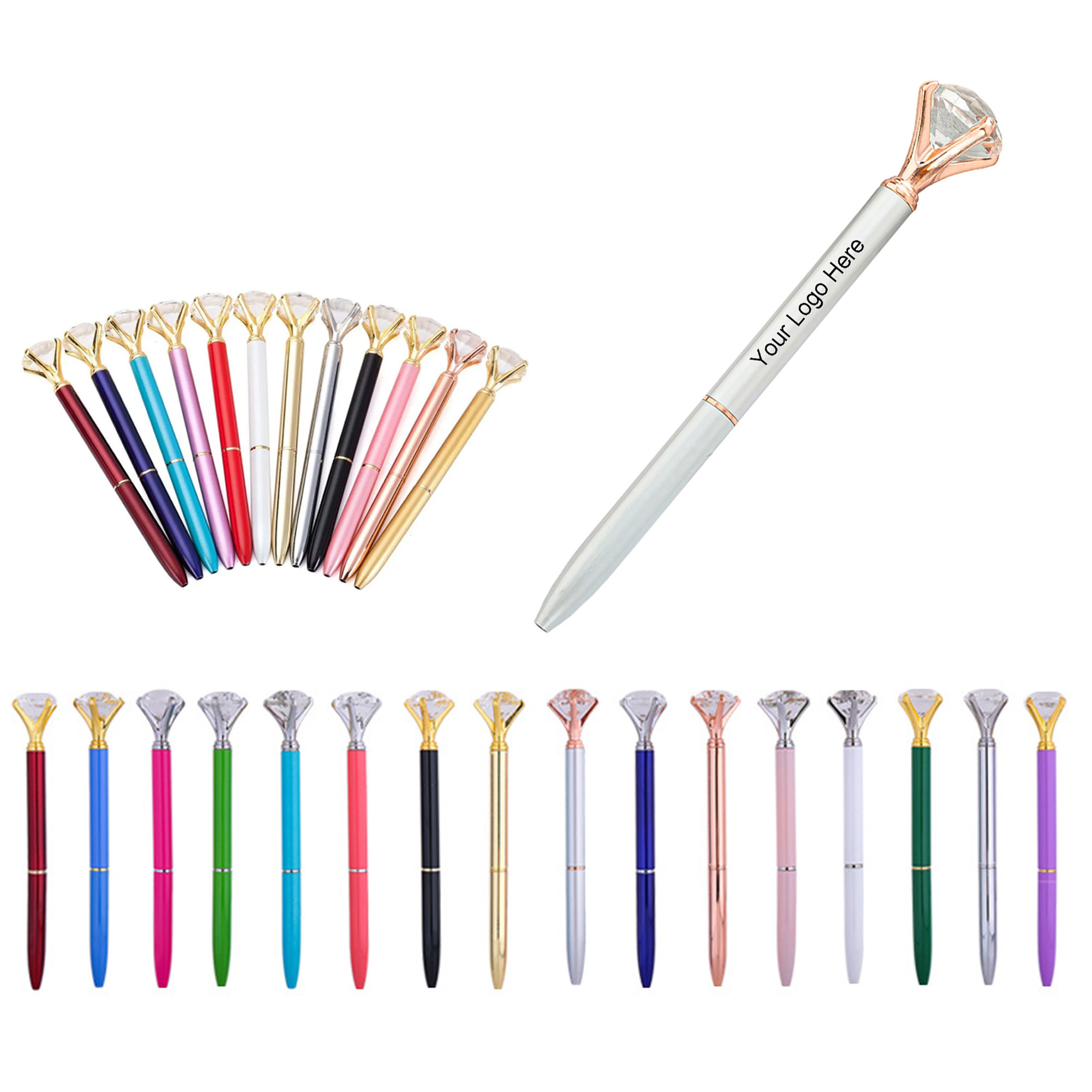 Big Diamond Topper Metal Ballpoint Pen MOQ 20 2