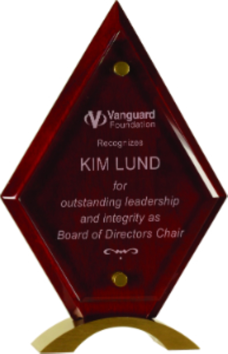 10" Diamond Rosewood Piano Finish Floating Jade Glass Standup Award