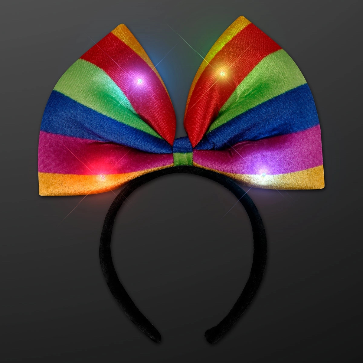 Blinking Rainbow Bow Headband 1