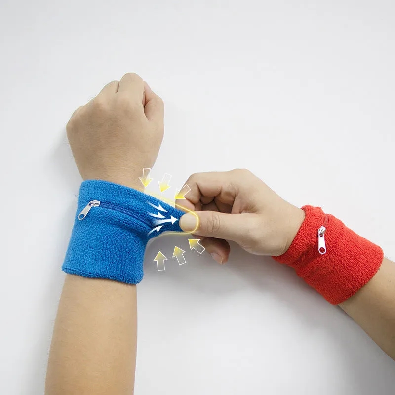 Cotton Zipper-Pocket Sports Wristband 6