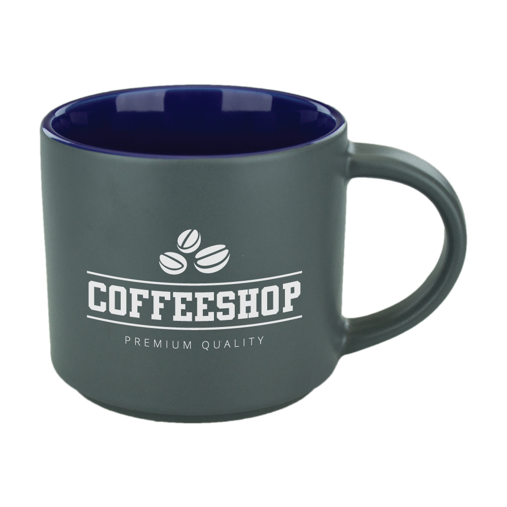16 oz Dark Blue In Satin Gray Out Norwich Mug