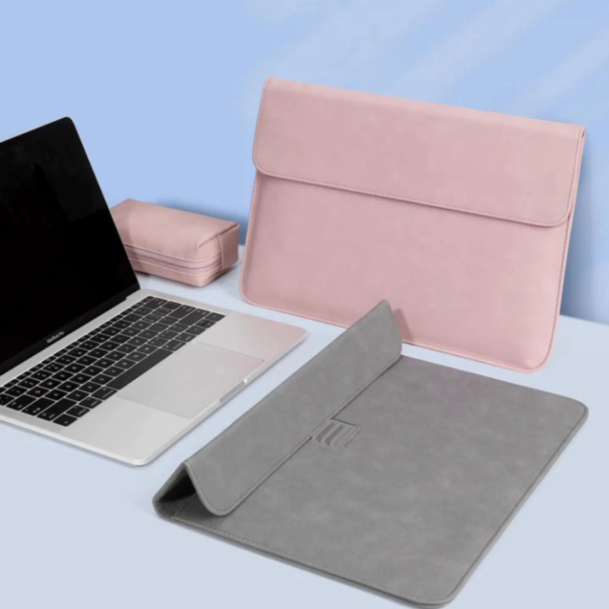 PU Leather Laptop Sleeve Protective Case With Stand 4