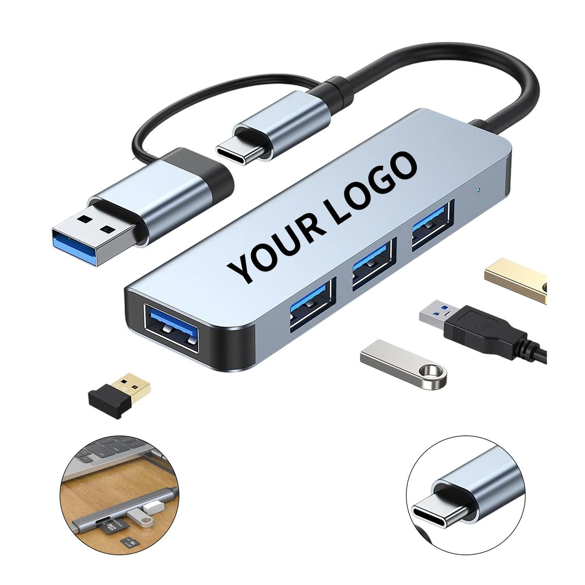 Aluminum USB Hub Multi Port Compact 4