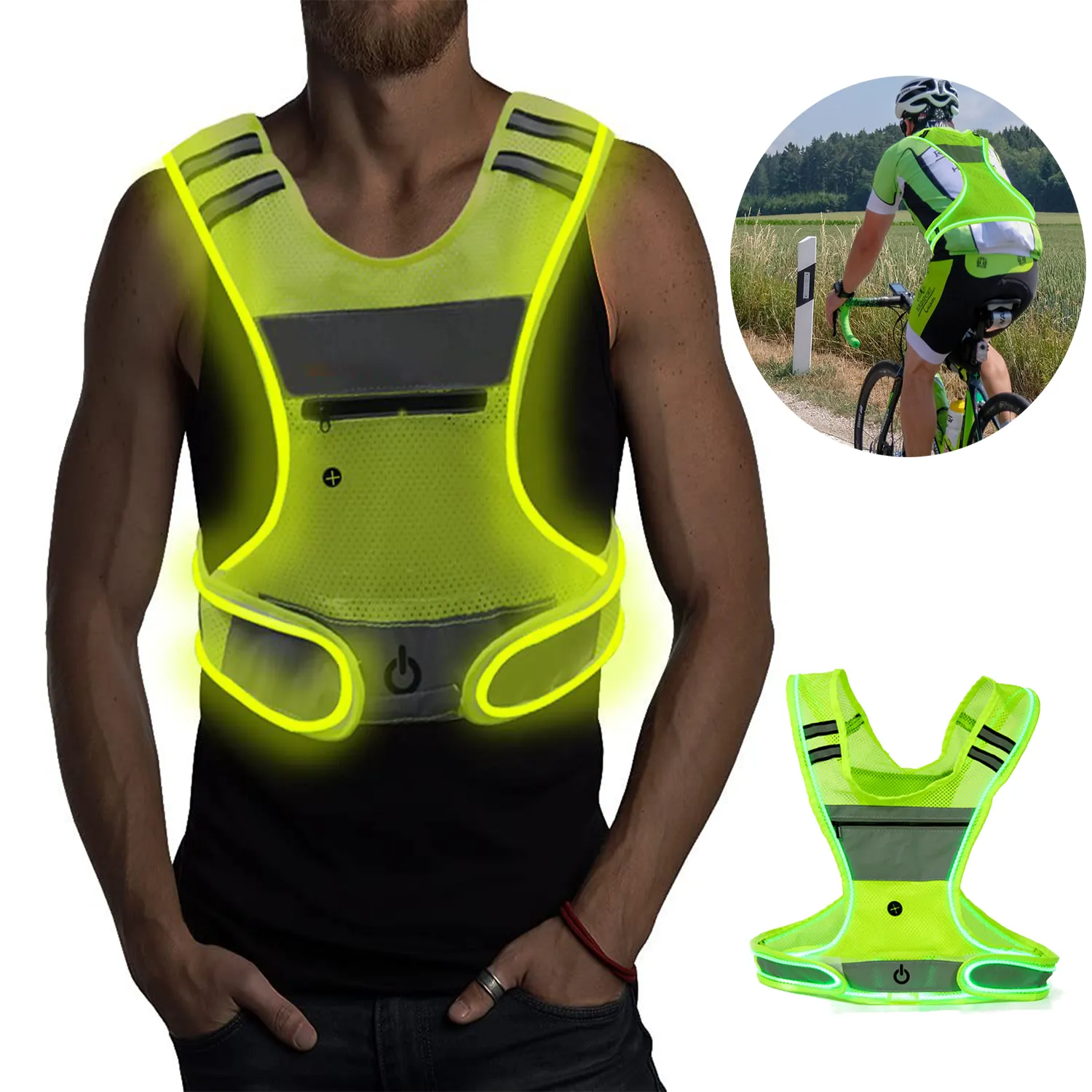LED Light Emitting Mesh Reflective Vest 1