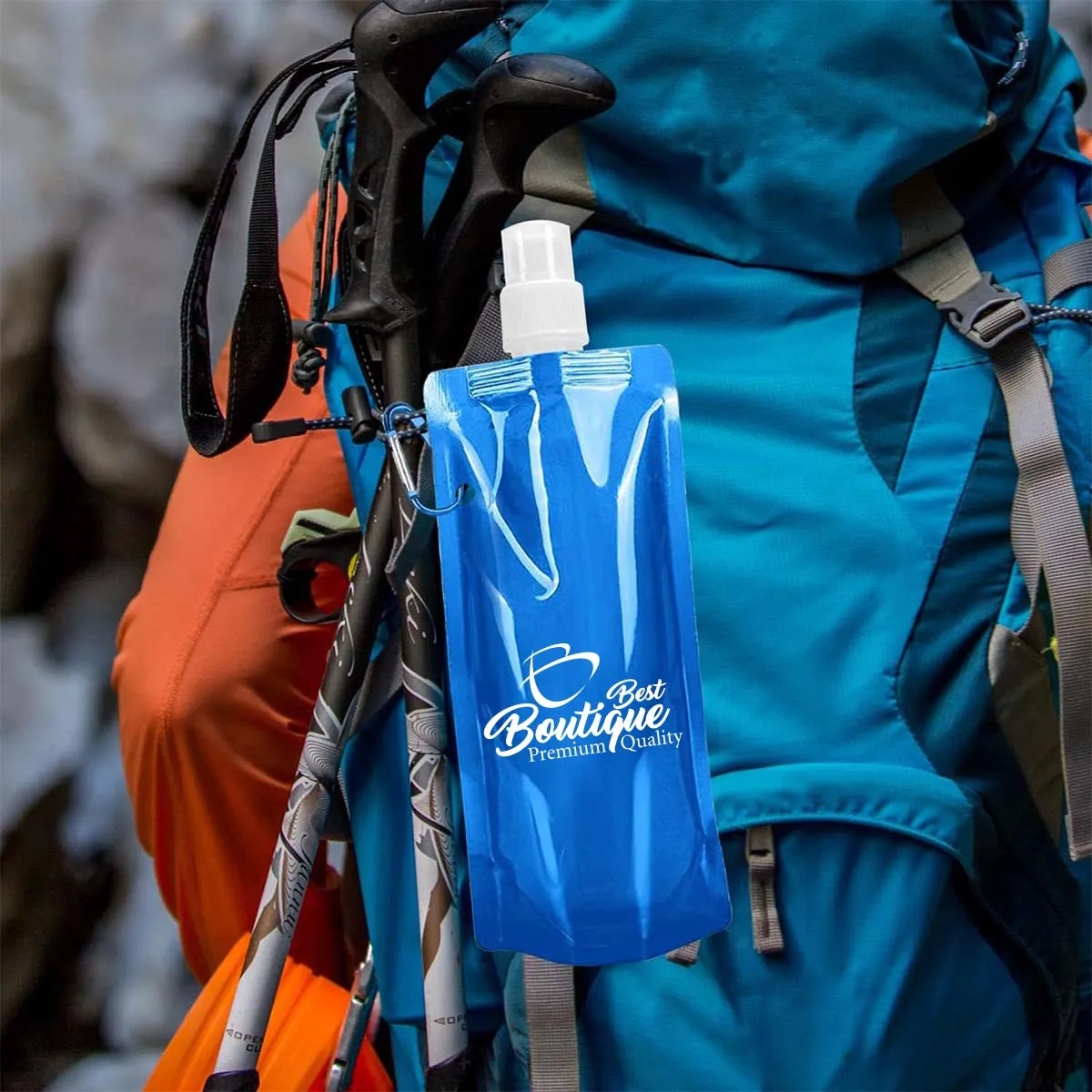 16Oz Pe Reusable Collapsible Carabiner Hook Water Bag Clip 1