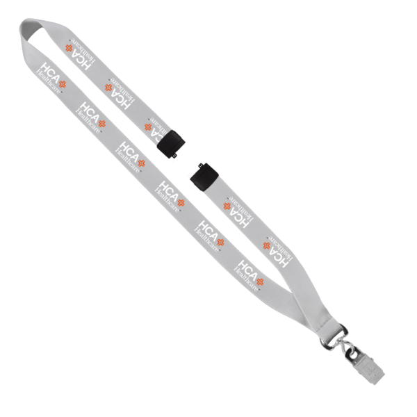 3/4" Polyester Lanyard with Sewn Silver Metal Split-Ring 74