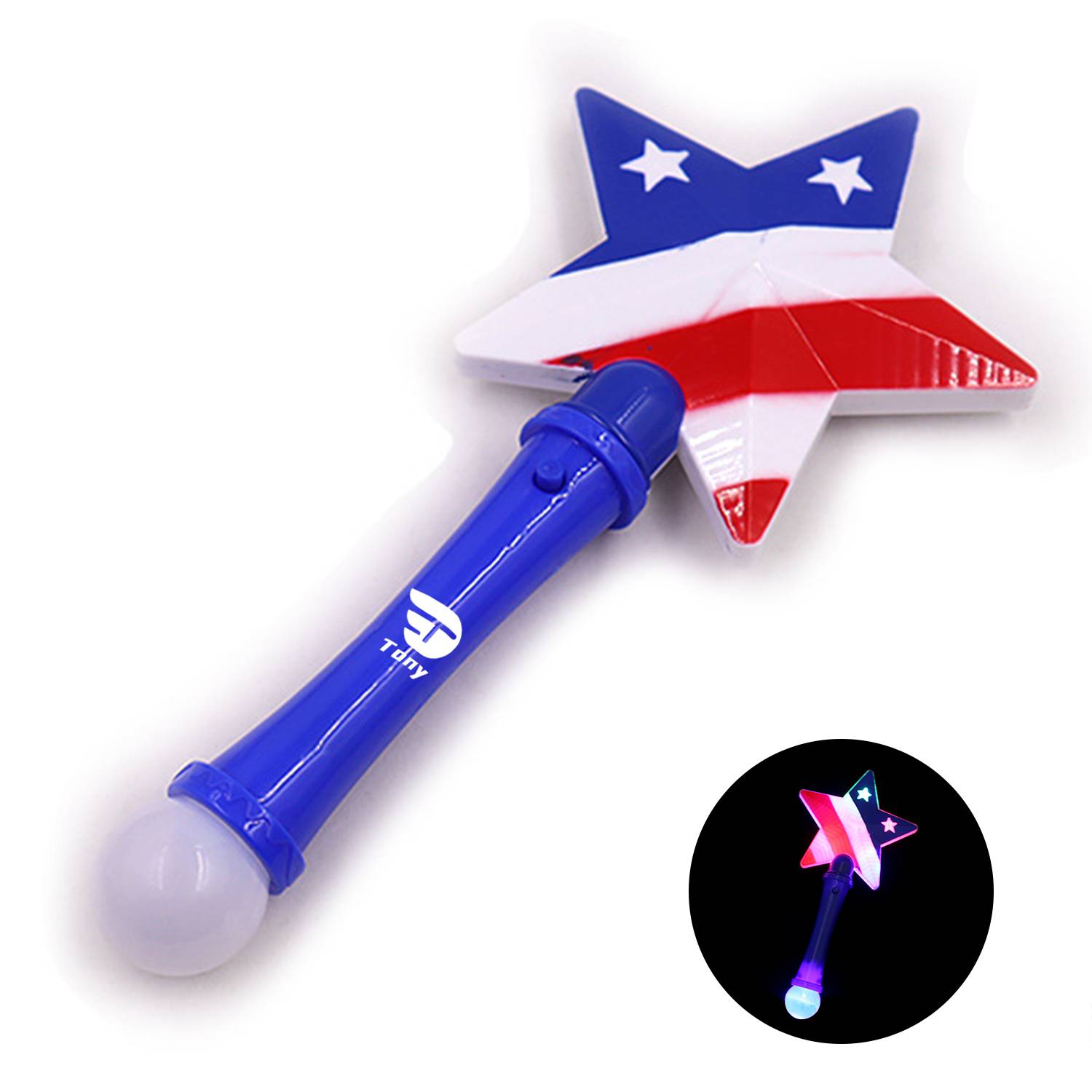 US Flag Star Light Up Wand 1