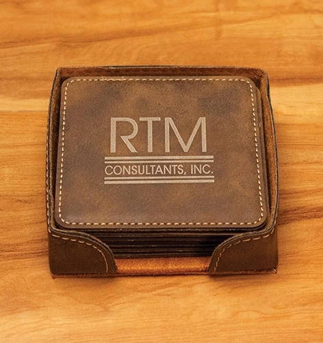 Square Leatherette Coaster Set 1
