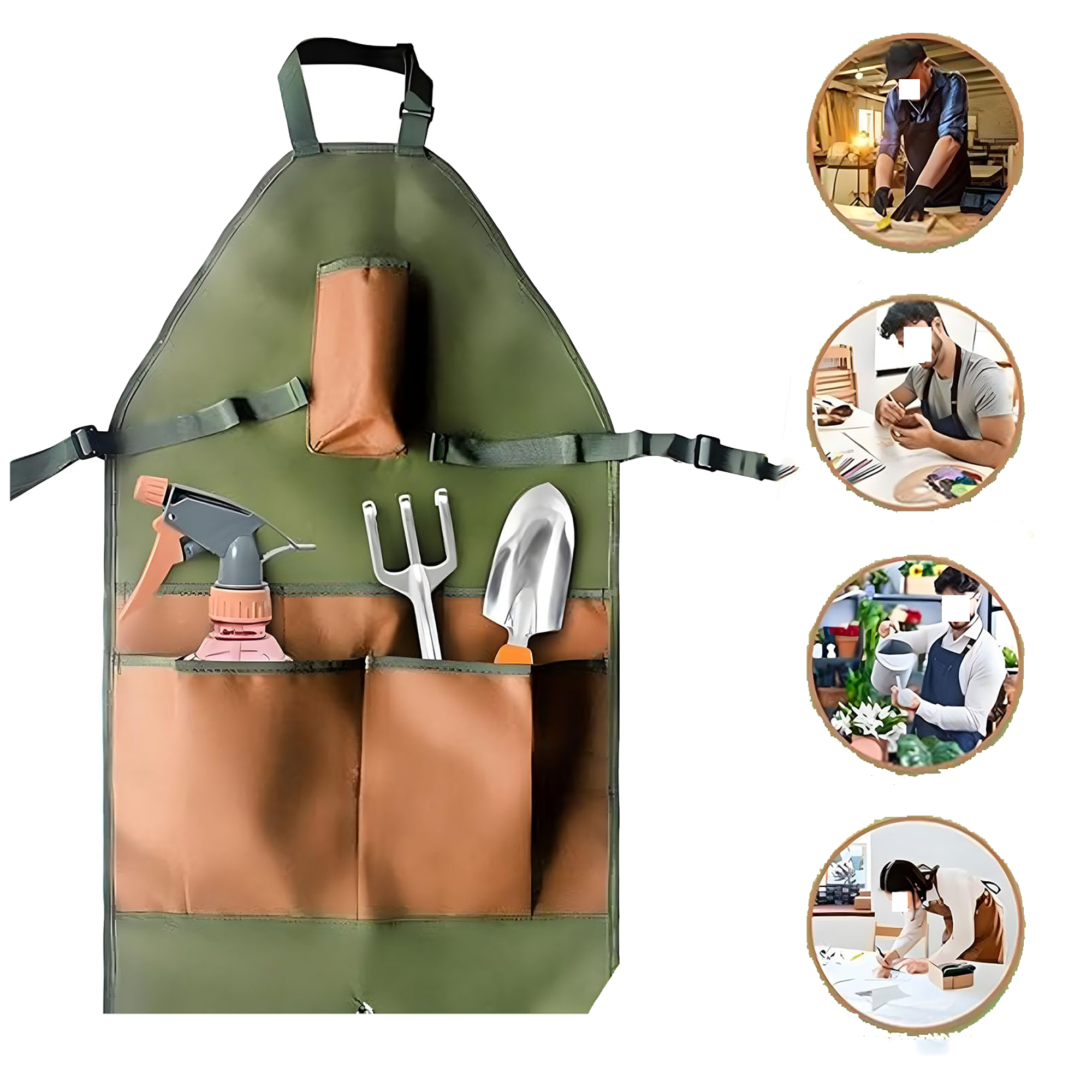 Durable Oxford Fabric Gardening Apron with Extended Coverage and Multiple Pockets 3