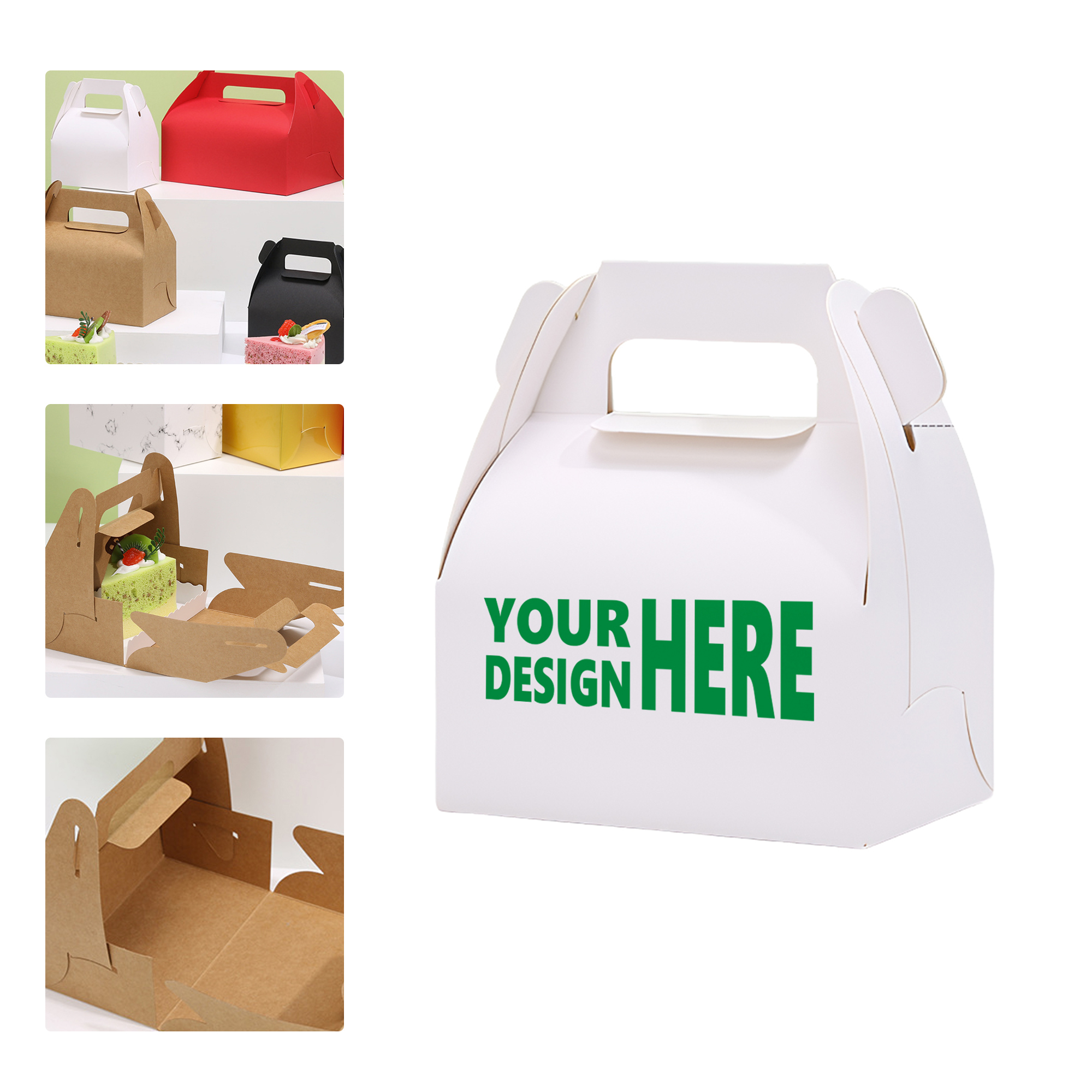 MOQ 50 Portable Kraft Paper Bakery Boxes for Pastry and Sweets 2