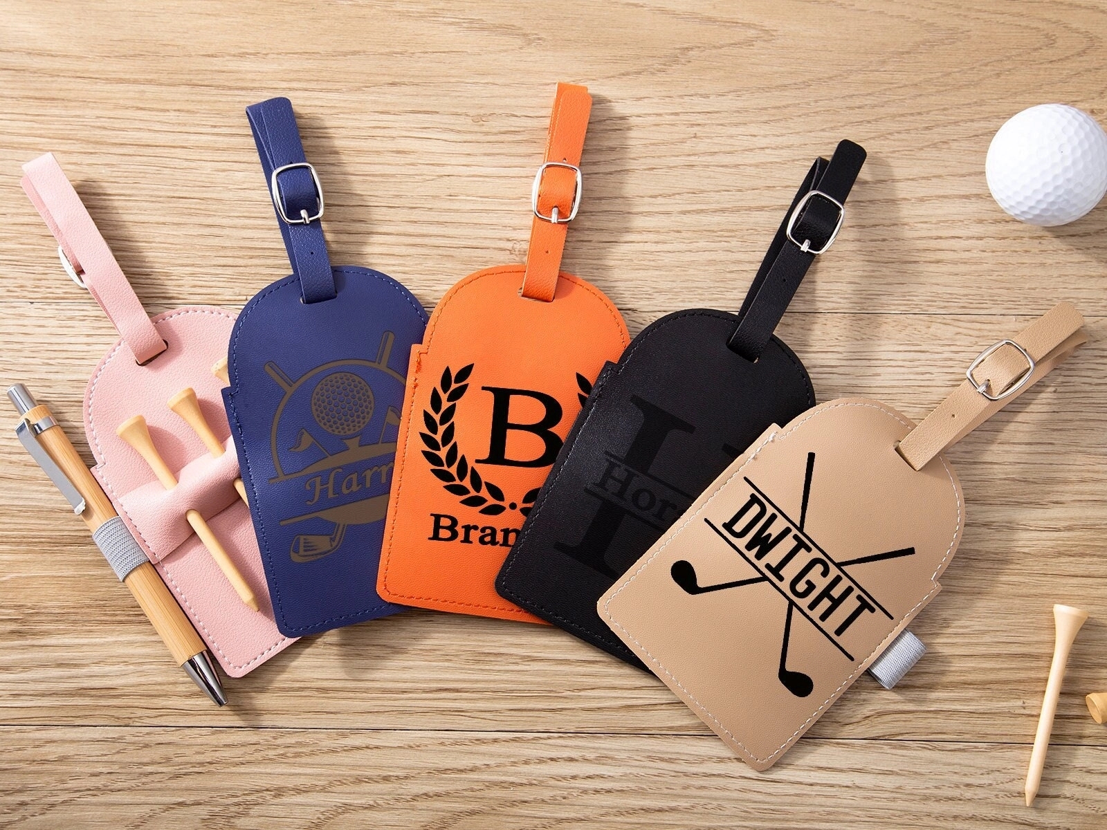 LEATHER GOLF BAG TAG TEE HOLDER 8