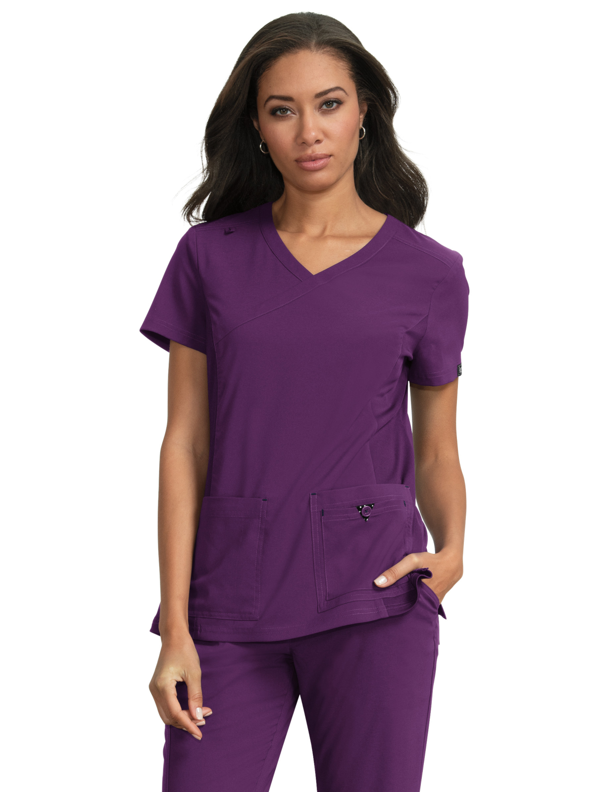 koi - Basics - Women's Four-Pocket Mock-Wrap Neck Katie Top 18