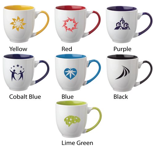 Two-Tone Bistro Style Ceramic Mug with Contrasting Handle, 1