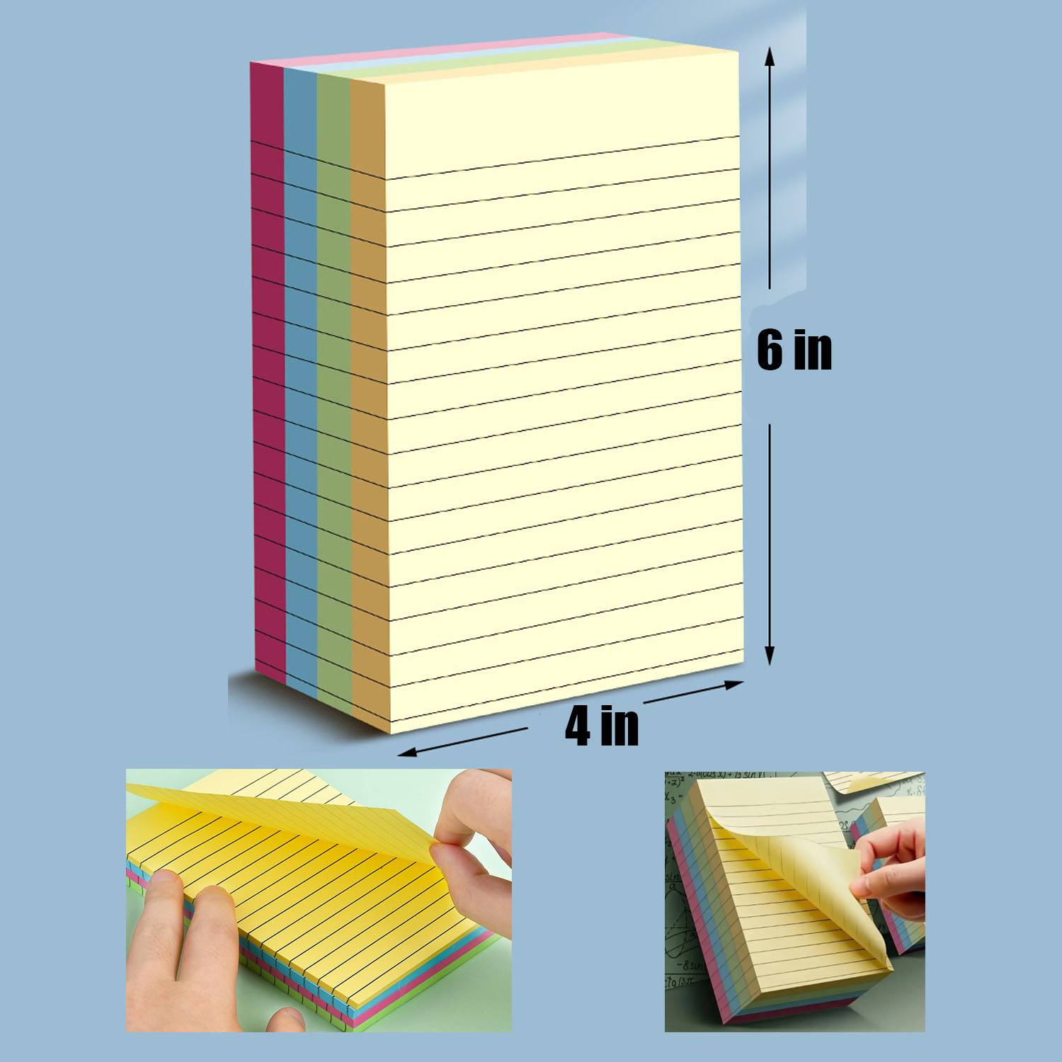 200pcs Assorted Colors Sticky Notes 4 x 6-Inch 6