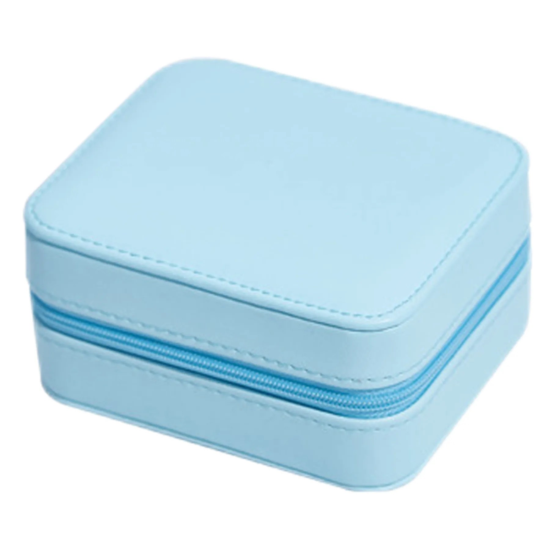 Pu Leather Small Rectangle Jewelry Case W/ Multi-Compartment 3