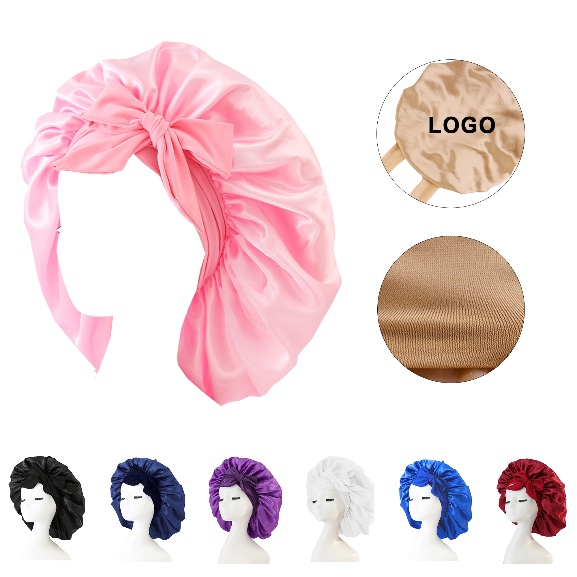 Elastic Ribbon Satin Bonnet Sleep Cap 7