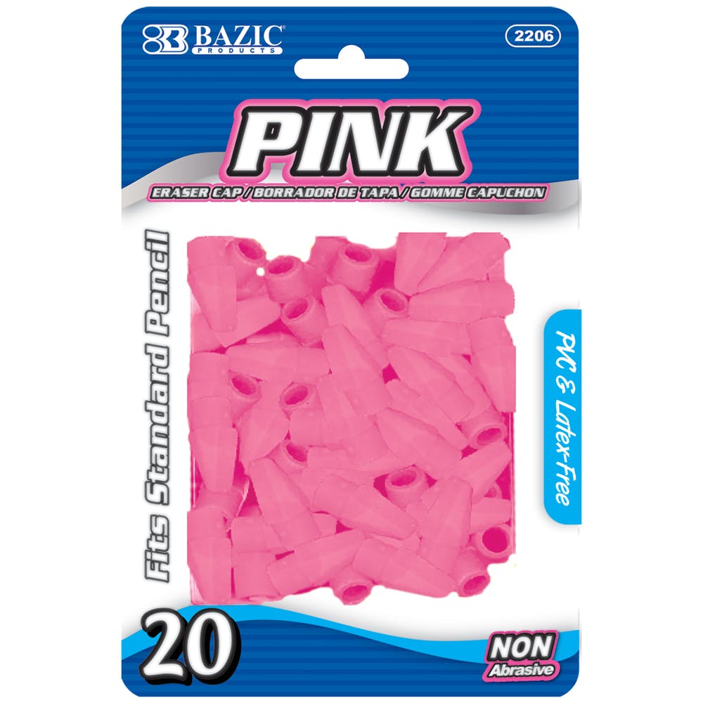 Pencil Cap Erasers - 20 Count Pink 2