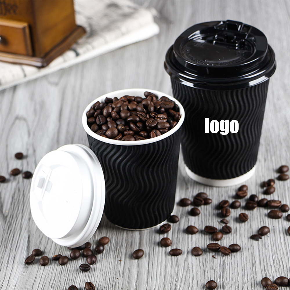 Disposable double layer corrugated paper cup, hot drink cup, carrying lid 5