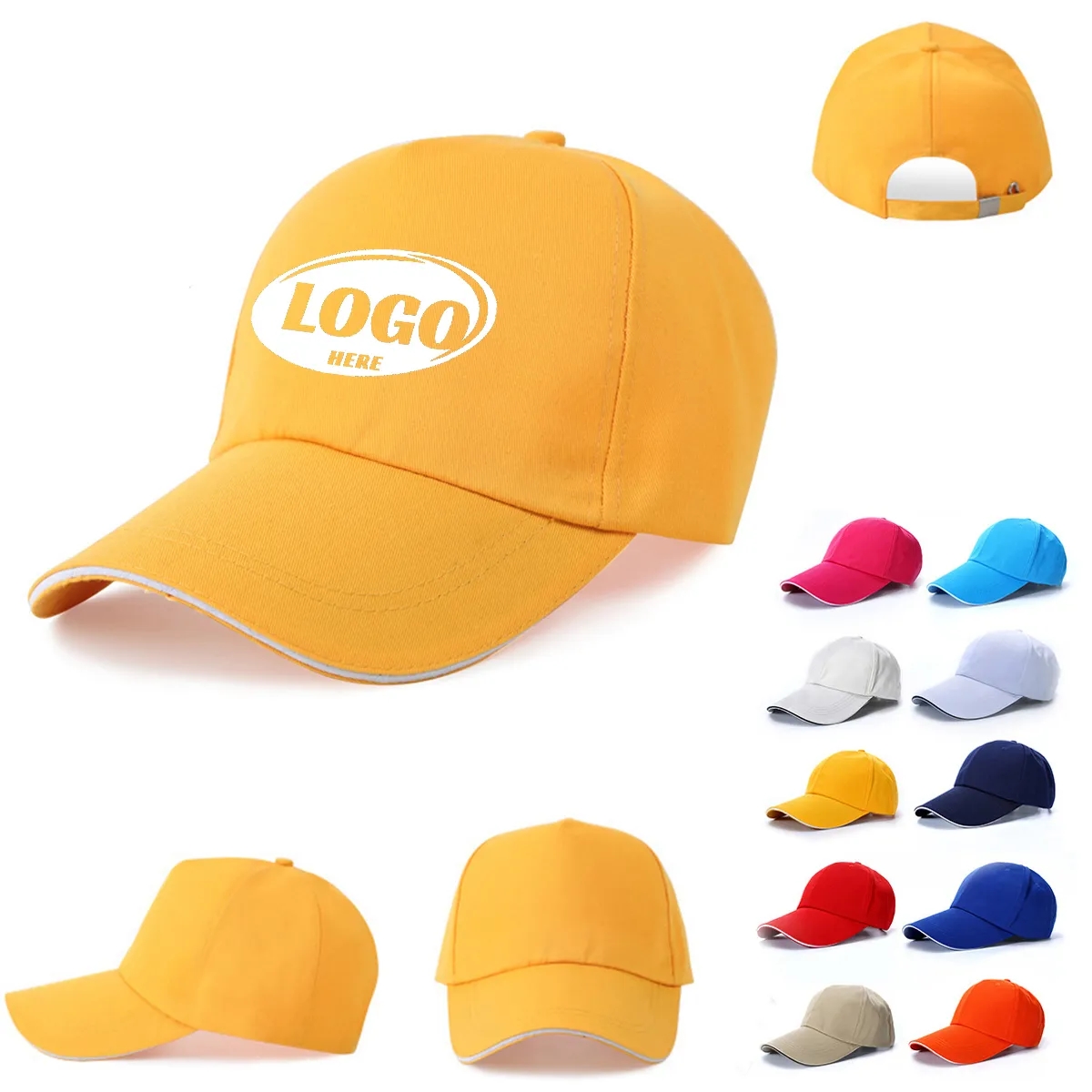 Adjustable Cotton 6 Panel Baseball Cap
