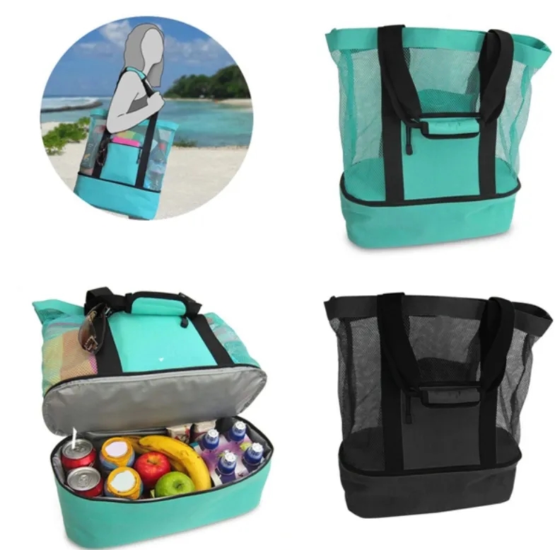 Canvas Beach Tote with Insulated Cooler, custom tote bag with logo imprint 3