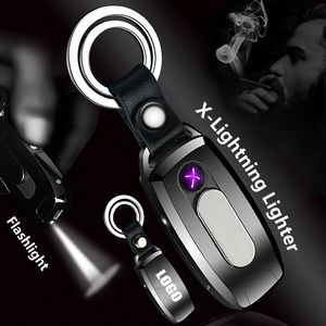 Electric Cigarette Lighter Key Chain X Lightning Design With LED Light 3