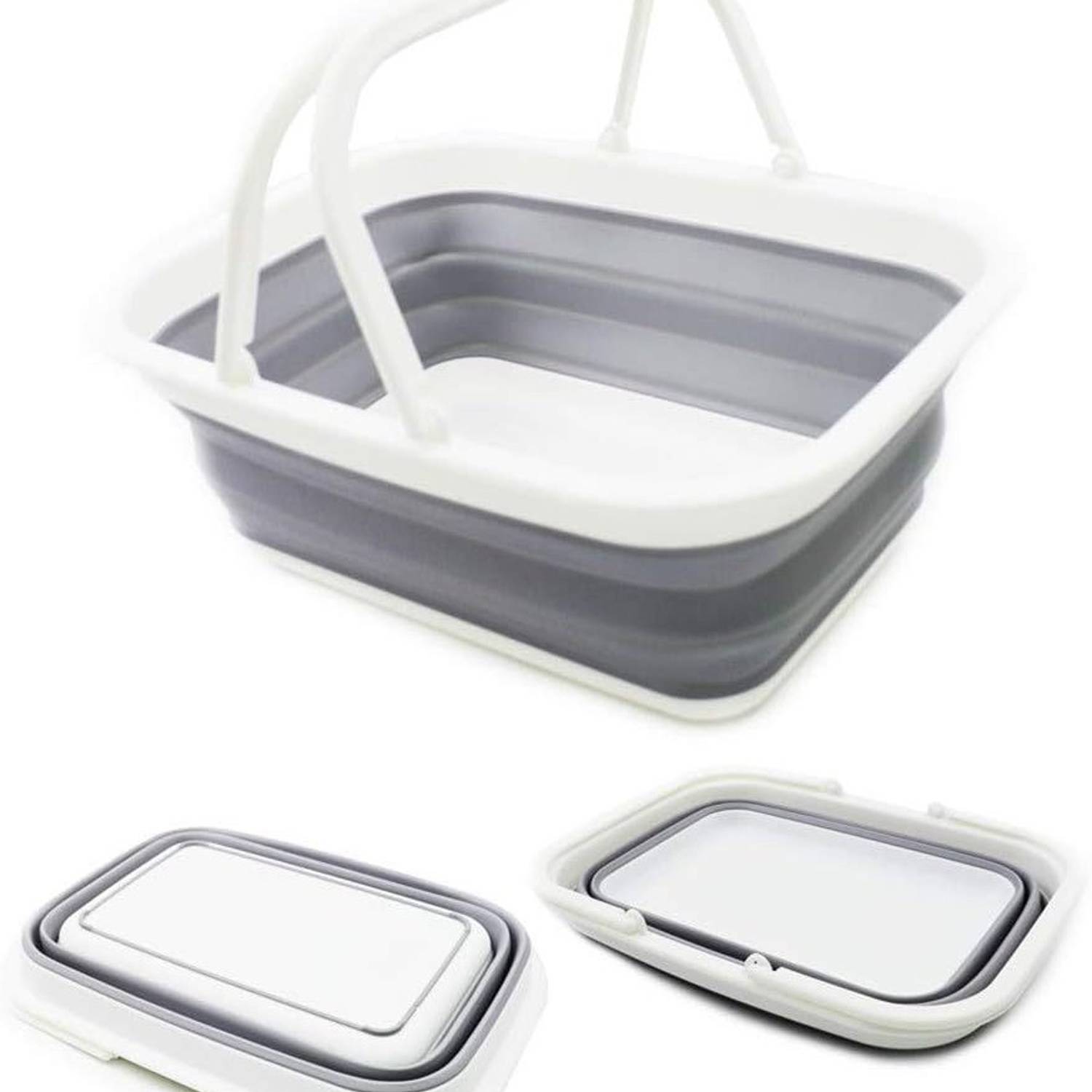 Collapsible Plastic Laundry Basket w/ Handle 5
