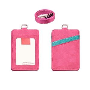 Lanyard Dual Colored 3 Pockets PU Leather Card Holder 8