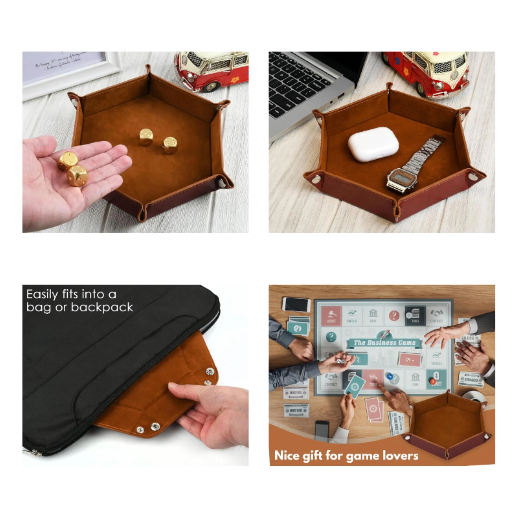 Leather Foldable Dice Rolling Tray 5