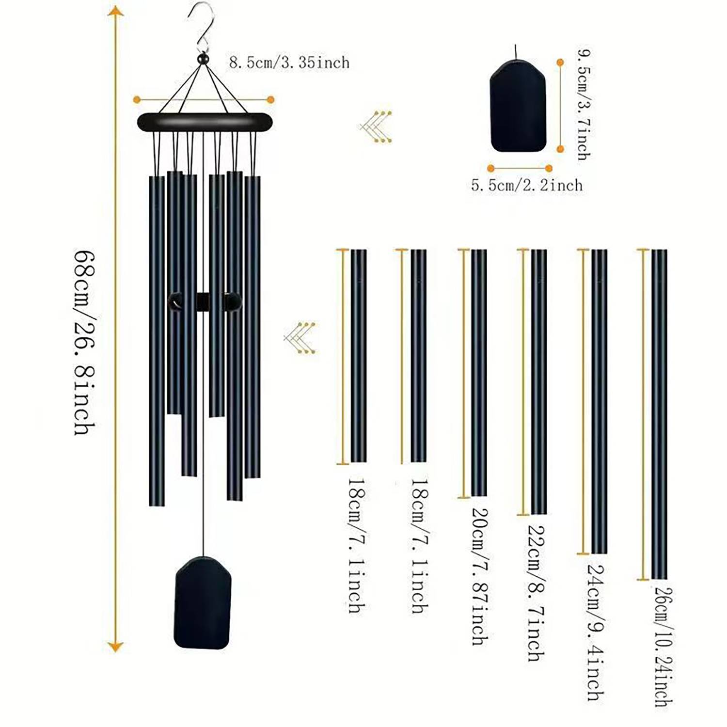 Aluminum Wind Chime Balcony Pendant 3