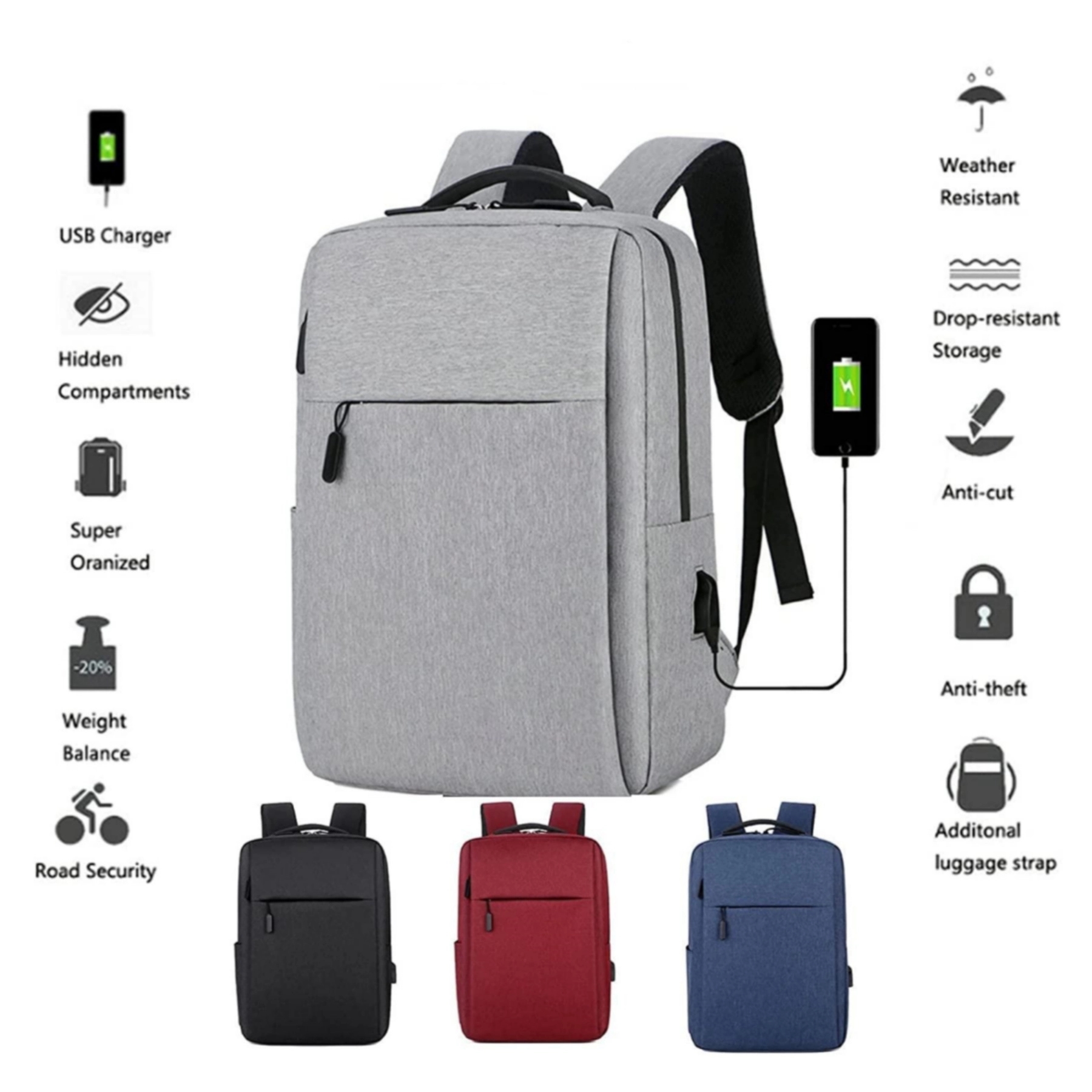 Laptop Backpacks with USB Charging Port 3
