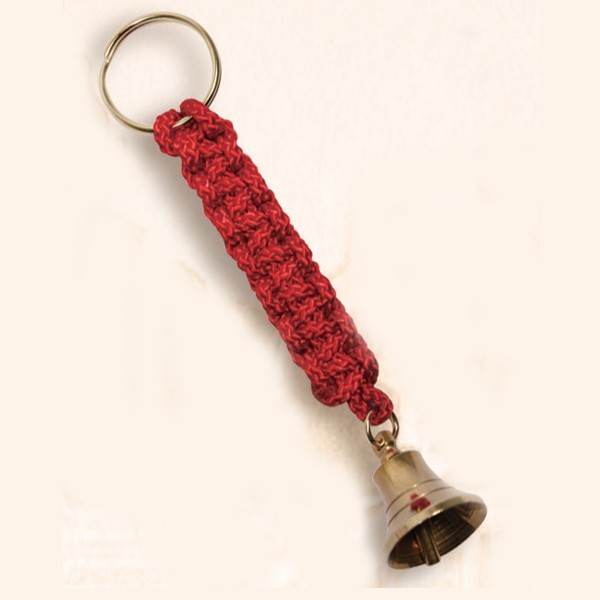 Solid Brass Key Chain Bell w/polyester braided strap 1