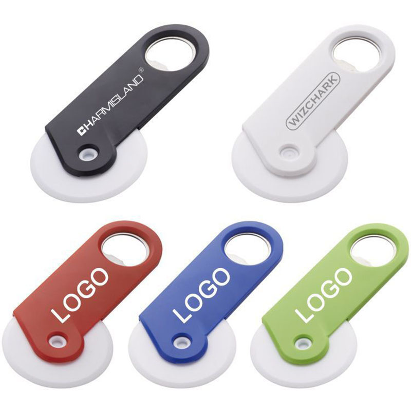 Pizza Cutter With Bottle Opener, custom kitchen gadget with logo imprint 3