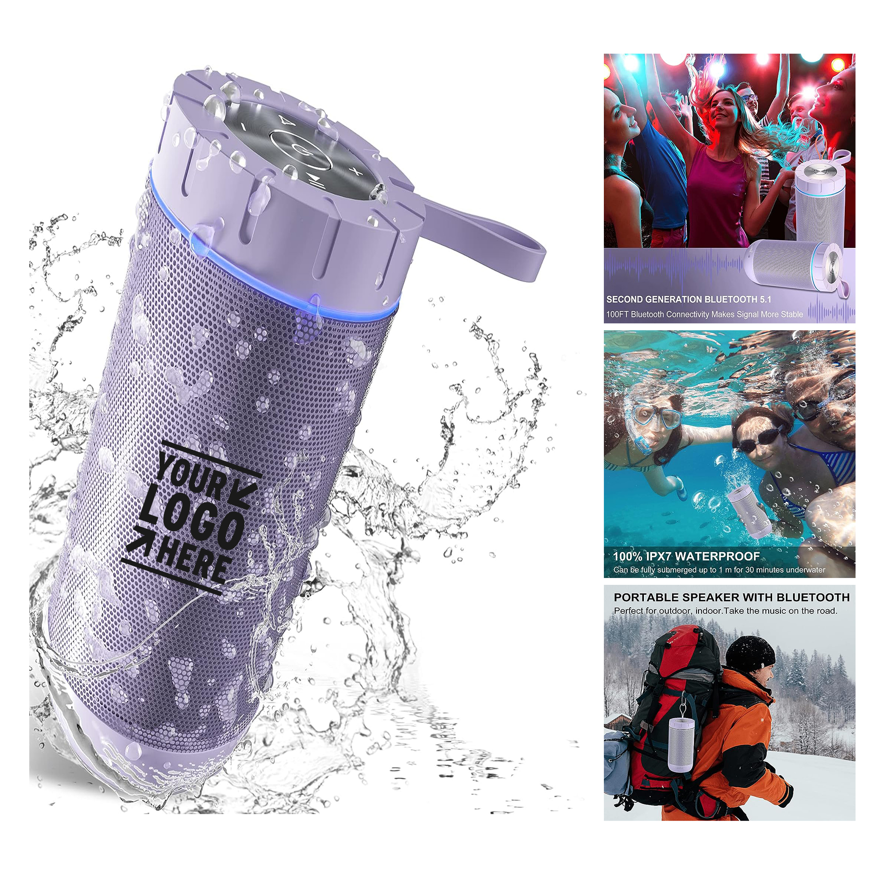 25W Portable Waterproof 36 Hours Playtime Loud Sound Strong Bass Stereo Bluetooth Speaker IPX7
