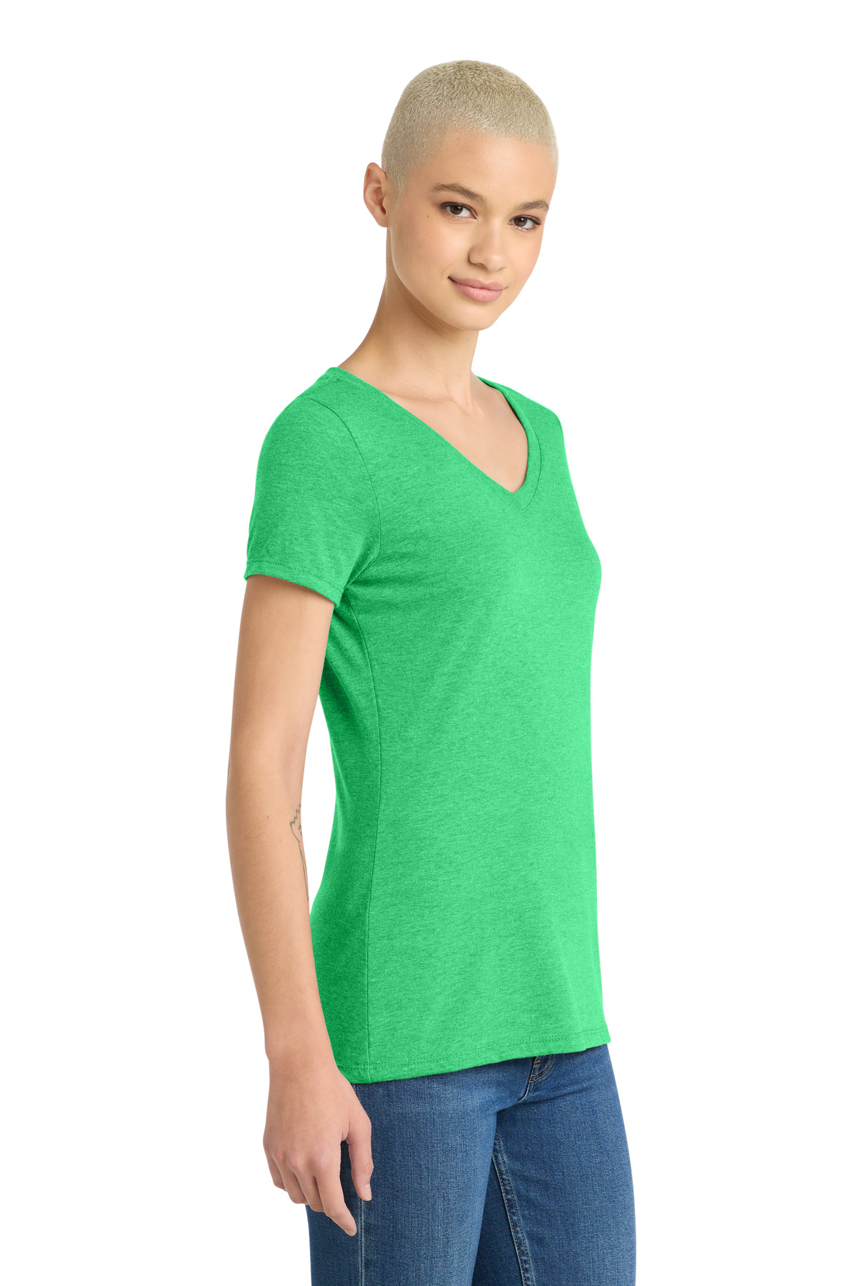 District Women's Perfect Tri V-Neck Tee. DM1350L 114